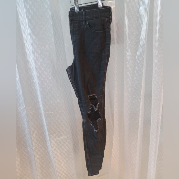Hollister High-Rise Super Skinny Jeans Classic Stretch Black Distressed - Picture 7 of 9